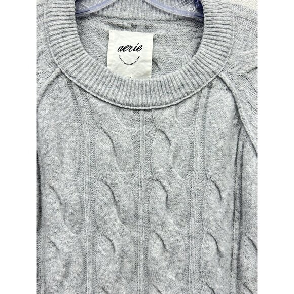 Aerie Sweater Womens XL Grey Chunky Cable Knit Soft Cozy Oversized Stretch 2024 - Picture 4 of 9